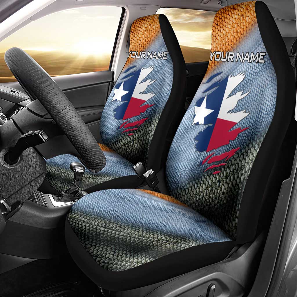 Custom Texas Flag Car Seat Cover with Ripped Effect and Fish Scale Pattern - Wonder Print Shop