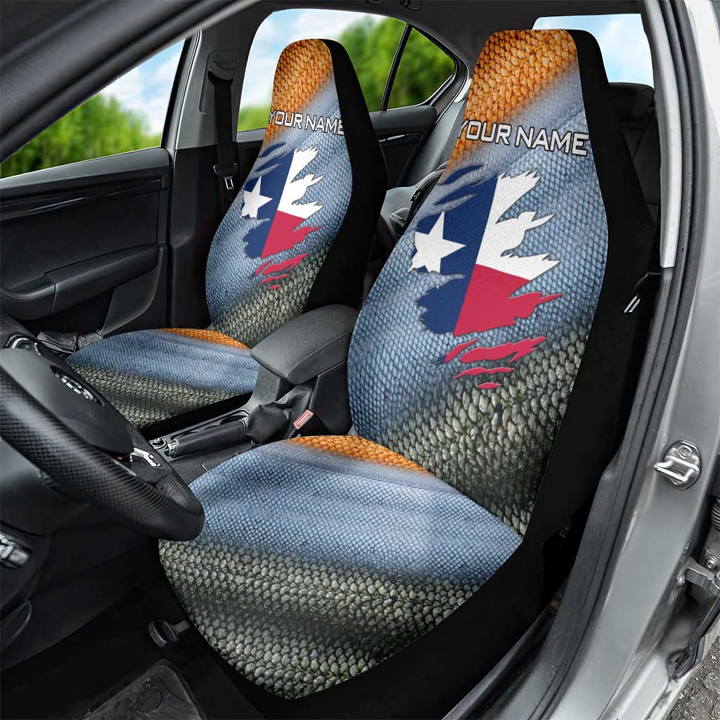 Custom Texas Flag Car Seat Cover with Ripped Effect and Fish Scale Pattern - Wonder Print Shop