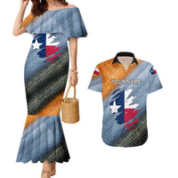 Custom Texas Flag Couples Matching Mermaid Dress and Hawaiian Shirt with Ripped Effect and Fish Scale Pattern - Wonder Print Shop
