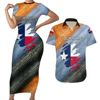 Custom Texas Flag Couples Matching Short Sleeve Bodycon Dress and Hawaiian Shirt with Ripped Effect and Fish Scale Pattern - Wonder Print Shop