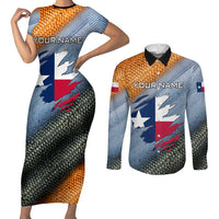 Custom Texas Flag Couples Matching Short Sleeve Bodycon Dress and Long Sleeve Button Shirt with Ripped Effect and Fish Scale Pattern - Wonder Print Shop