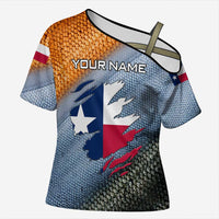 Custom Texas Flag Cross Shoulder Shirt with Ripped Effect and Fish Scale Pattern - Wonder Print Shop