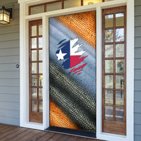 Texas Flag Door Cover with Ripped Effect and Fish Scale Pattern - Wonder Print Shop