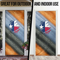 Texas Flag Door Cover with Ripped Effect and Fish Scale Pattern - Wonder Print Shop