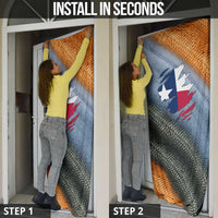 Texas Flag Door Cover with Ripped Effect and Fish Scale Pattern - Wonder Print Shop