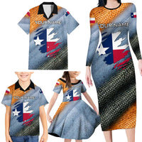 Custom Texas Flag Family Matching Long Sleeve Bodycon Dress and Hawaiian Shirt with Ripped Effect and Fish Scale Pattern - Wonder Print Shop