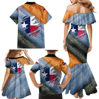 Custom Texas Flag Family Matching Mermaid Dress and Hawaiian Shirt with Ripped Effect and Fish Scale Pattern - Wonder Print Shop