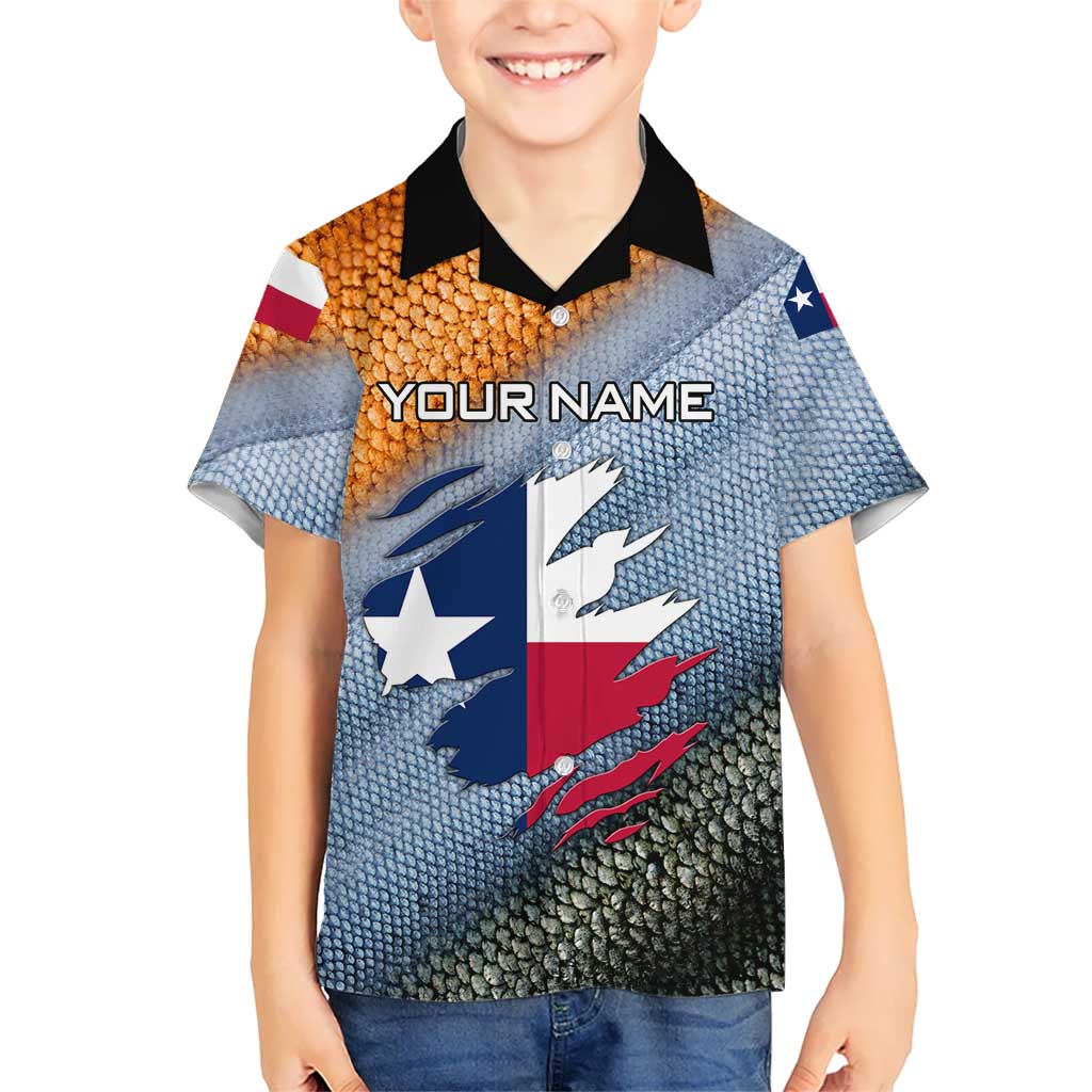 Custom Texas Flag Family Matching Mermaid Dress and Hawaiian Shirt with Ripped Effect and Fish Scale Pattern - Wonder Print Shop
