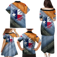 Custom Texas Flag Family Matching Puletasi and Hawaiian Shirt with Ripped Effect and Fish Scale Pattern - Wonder Print Shop