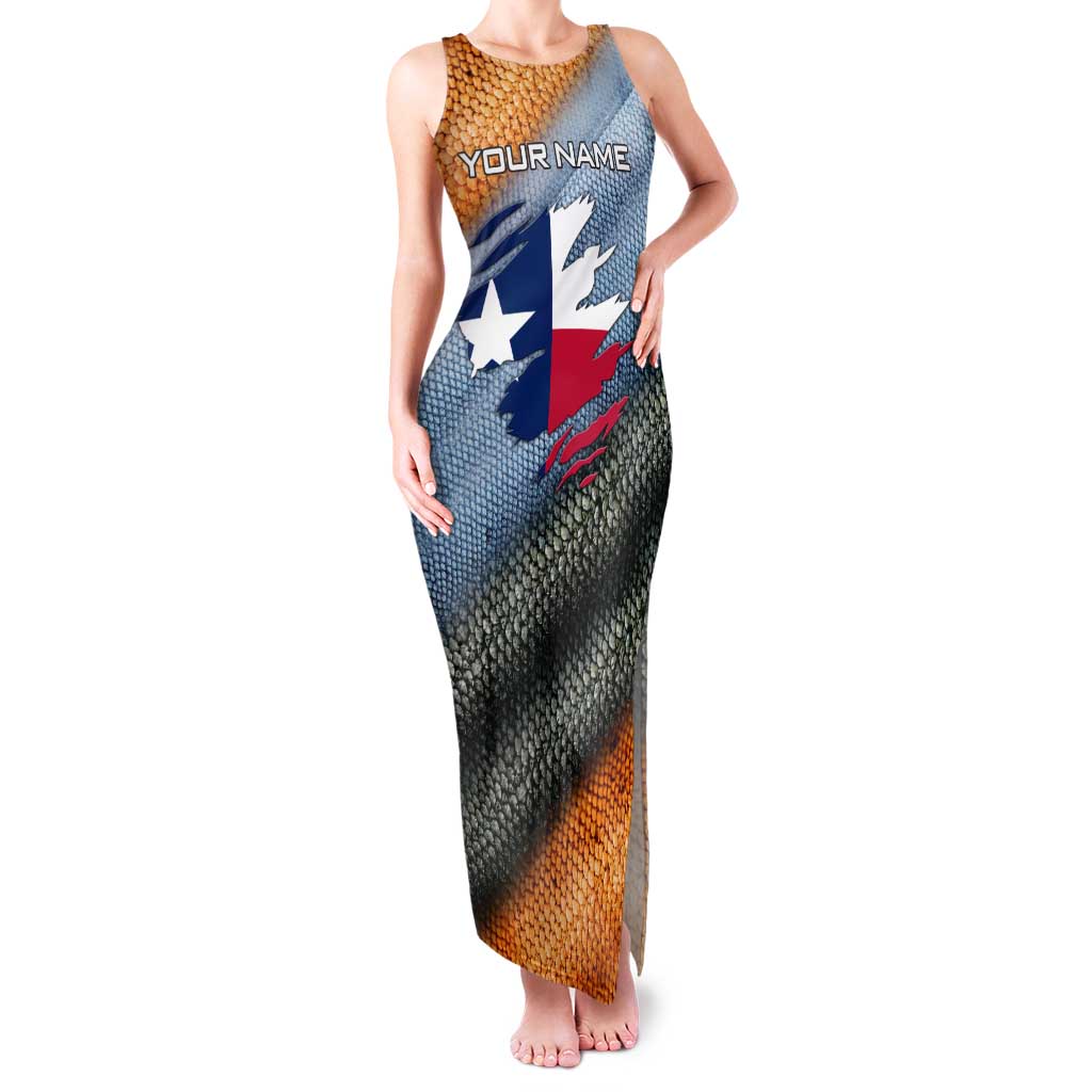 Custom Texas Flag Family Matching Tank Maxi Dress and Hawaiian Shirt with Ripped Effect and Fish Scale Pattern - Wonder Print Shop