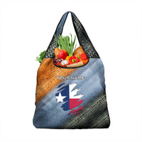 Custom Texas Flag Grocery Bag with Ripped Effect and Fish Scale Pattern - Wonder Print Shop