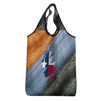 Custom Texas Flag Grocery Bag with Ripped Effect and Fish Scale Pattern - Wonder Print Shop