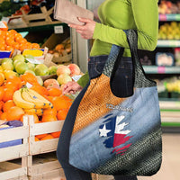 Custom Texas Flag Grocery Bag with Ripped Effect and Fish Scale Pattern - Wonder Print Shop