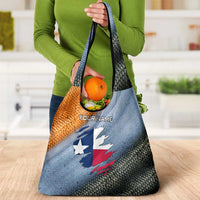 Custom Texas Flag Grocery Bag with Ripped Effect and Fish Scale Pattern - Wonder Print Shop
