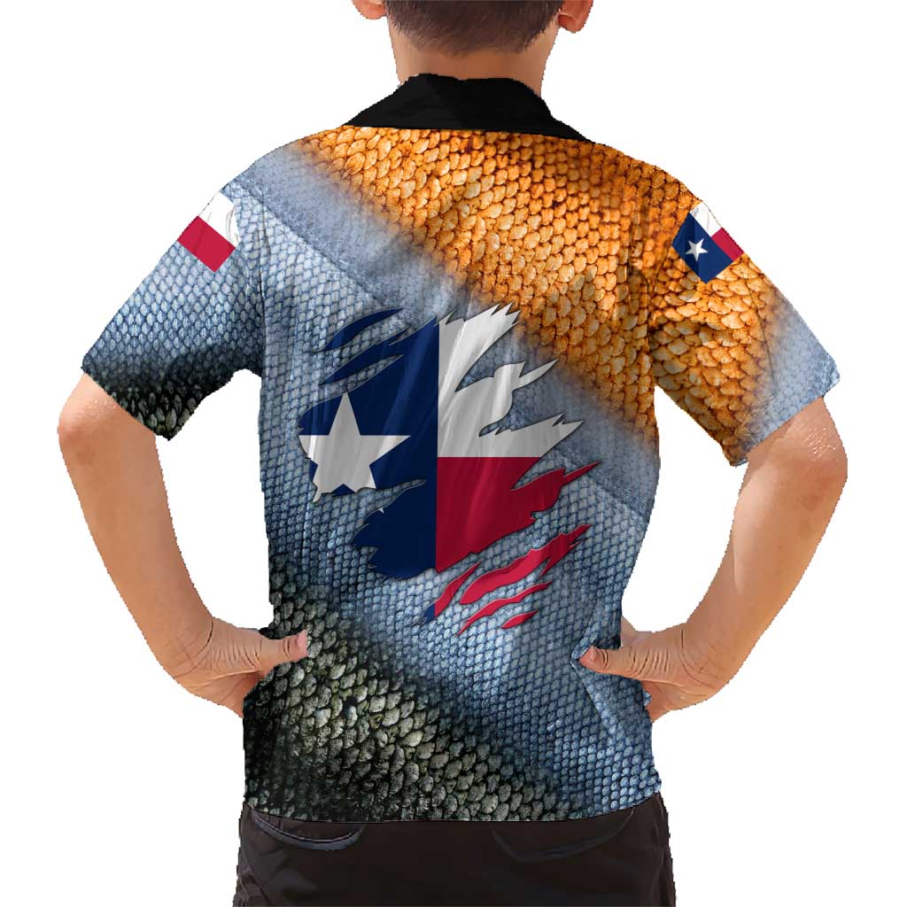 Custom Texas Flag Hawaiian Shirt with Ripped Effect and Fish Scale Pattern - Wonder Print Shop