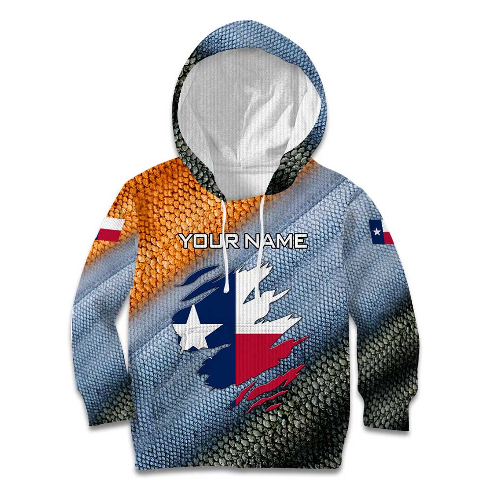 Custom Texas Flag Kid Hoodie with Ripped Effect and Fish Scale Pattern - Wonder Print Shop