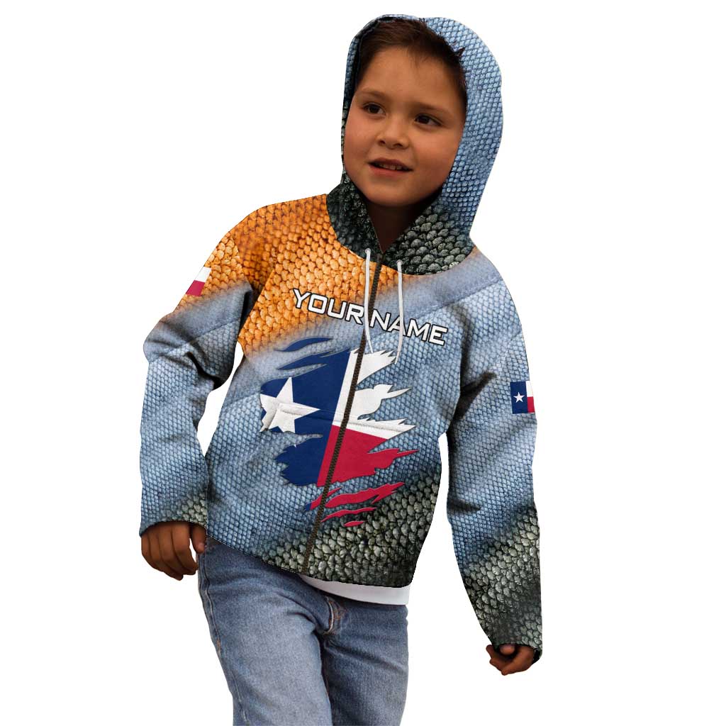Custom Texas Flag Kid Hoodie with Ripped Effect and Fish Scale Pattern - Wonder Print Shop