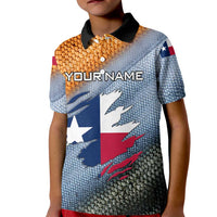 Custom Texas Flag Kid Polo Shirt with Ripped Effect and Fish Scale Pattern - Wonder Print Shop