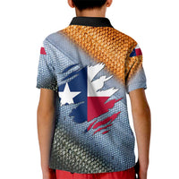 Custom Texas Flag Kid Polo Shirt with Ripped Effect and Fish Scale Pattern - Wonder Print Shop