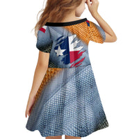 Custom Texas Flag Kid Short Sleeve Dress with Ripped Effect and Fish Scale Pattern - Wonder Print Shop