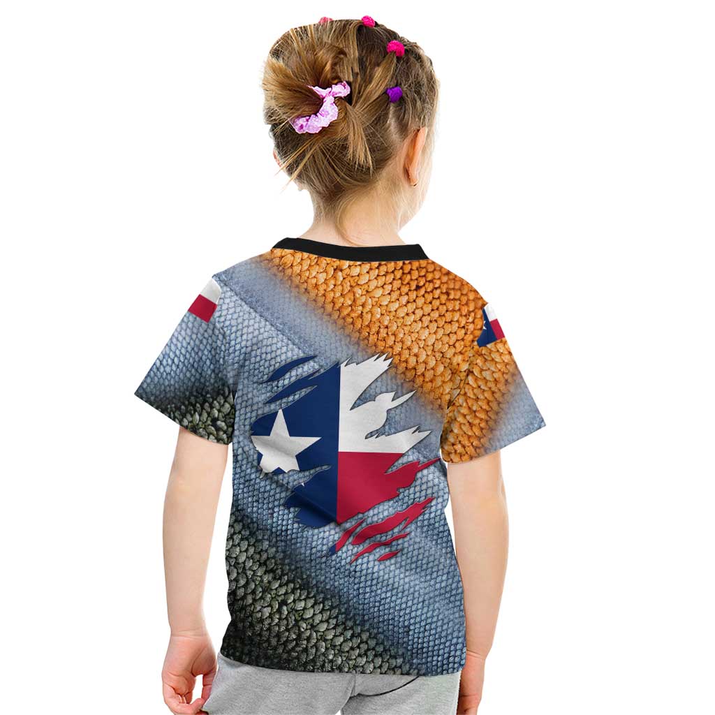 Custom Texas Flag Kid T Shirt with Ripped Effect and Fish Scale Pattern - Wonder Print Shop