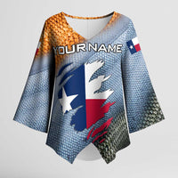 Custom Texas Flag Kimono Sleeve Blouse with Ripped Effect and Fish Scale Pattern - Wonder Print Shop