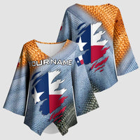 Custom Texas Flag Kimono Sleeve Blouse with Ripped Effect and Fish Scale Pattern - Wonder Print Shop