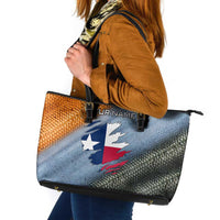 Custom Texas Flag Leather Tote Bag with Ripped Effect and Fish Scale Pattern - Wonder Print Shop