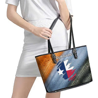 Custom Texas Flag Leather Tote Bag with Ripped Effect and Fish Scale Pattern - Wonder Print Shop