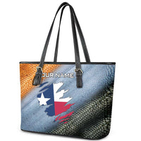 Custom Texas Flag Leather Tote Bag with Ripped Effect and Fish Scale Pattern - Wonder Print Shop