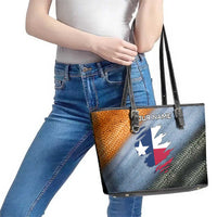 Custom Texas Flag Leather Tote Bag with Ripped Effect and Fish Scale Pattern - Wonder Print Shop