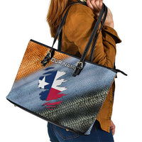 Custom Texas Flag Leather Tote Bag with Ripped Effect and Fish Scale Pattern - Wonder Print Shop