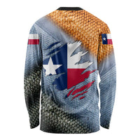 Custom Texas Flag Long Sleeve Shirt with Ripped Effect and Fish Scale Pattern - Wonder Print Shop