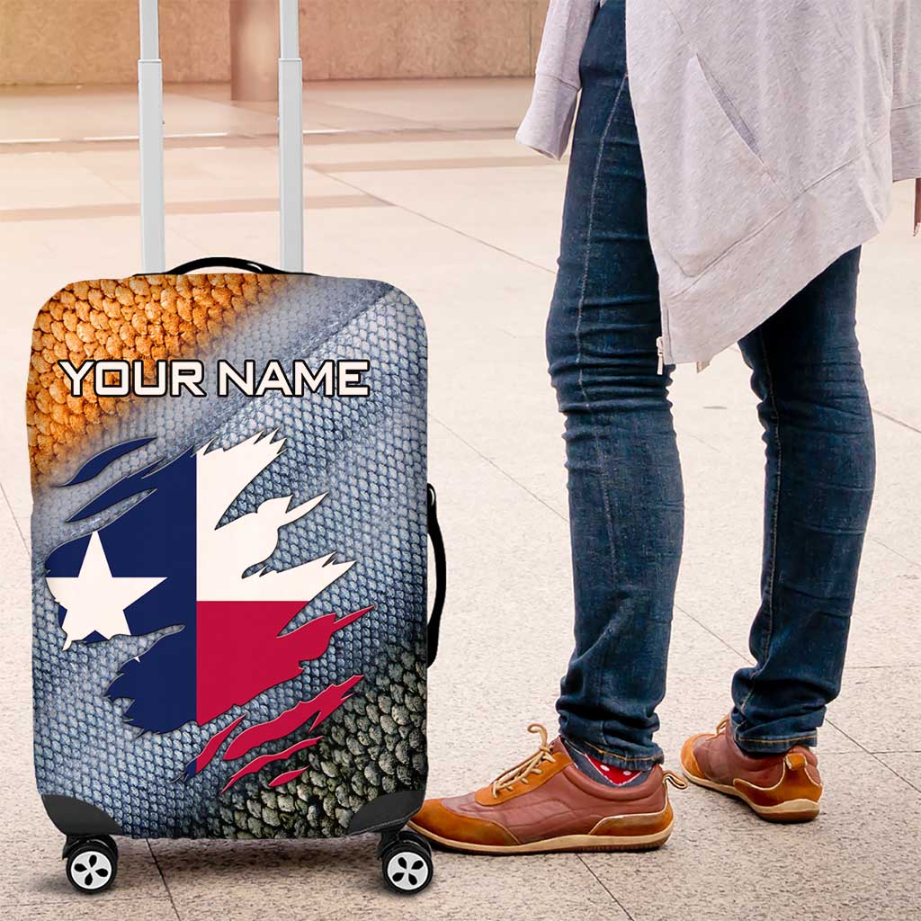 Custom Texas Flag Luggage Cover with Ripped Effect and Fish Scale Pattern - Wonder Print Shop