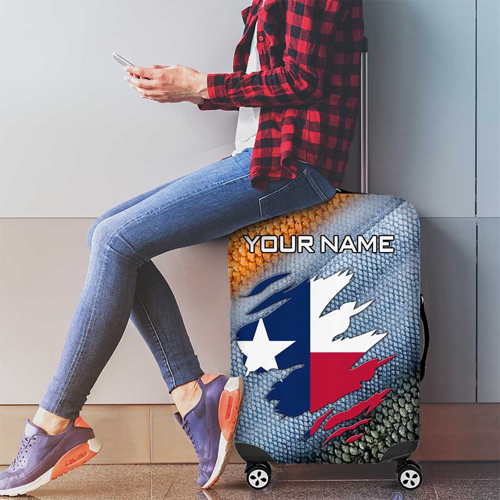 Custom Texas Flag Luggage Cover with Ripped Effect and Fish Scale Pattern - Wonder Print Shop