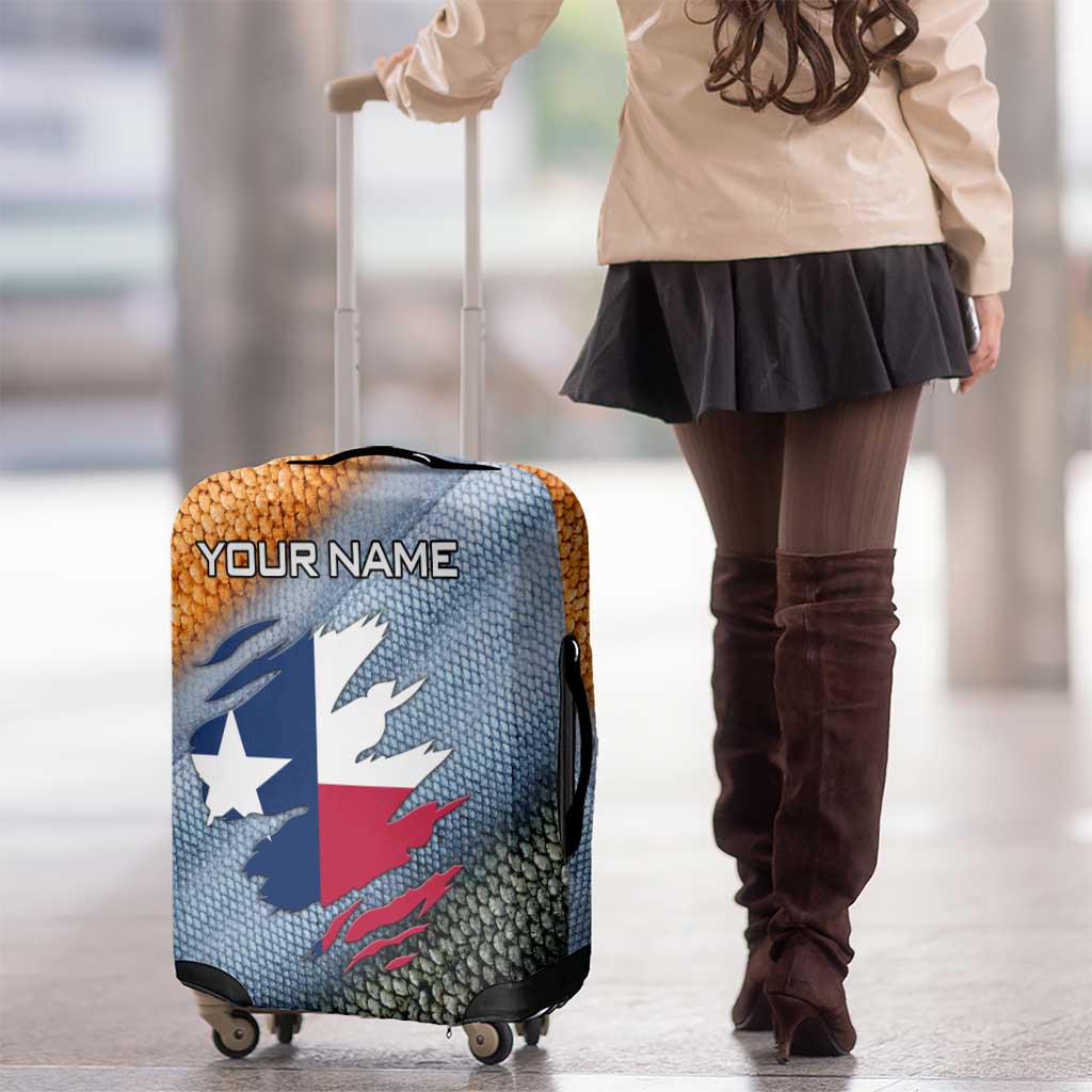 Custom Texas Flag Luggage Cover with Ripped Effect and Fish Scale Pattern - Wonder Print Shop