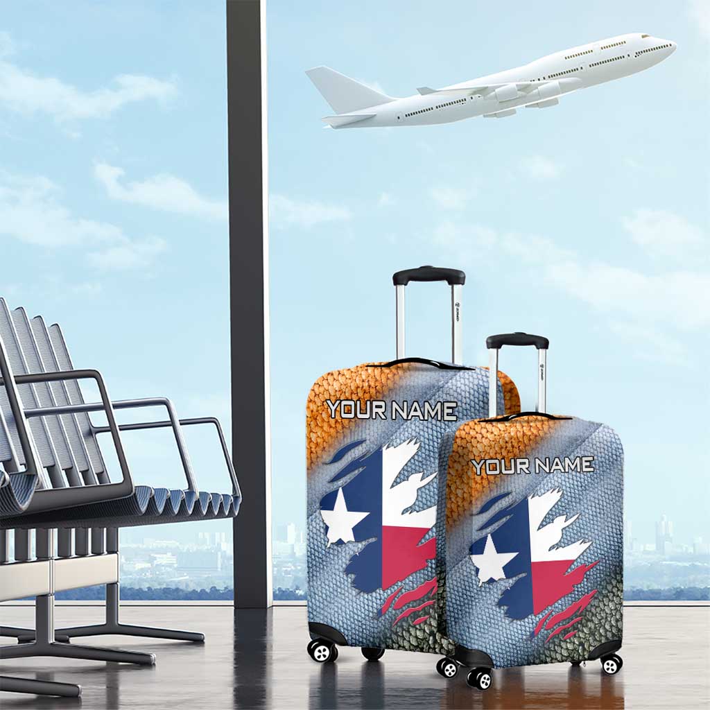 Custom Texas Flag Luggage Cover with Ripped Effect and Fish Scale Pattern - Wonder Print Shop