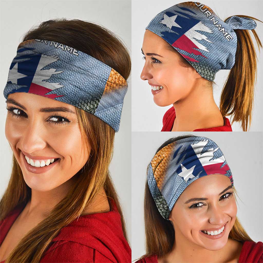 Custom Texas Flag Neck Gaiter with Ripped Effect and Fish Scale Pattern - Wonder Print Shop