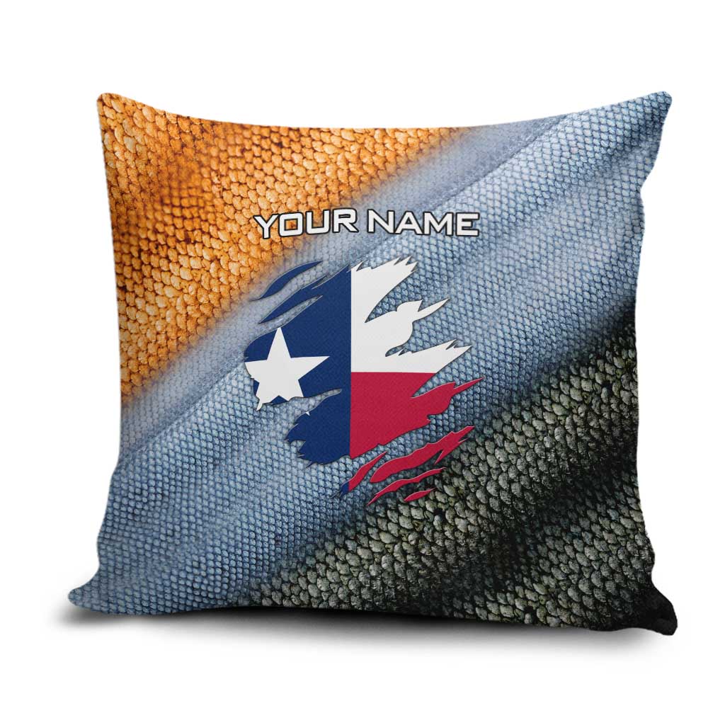 Custom Texas Flag Pillow Cover with Ripped Effect and Fish Scale Pattern - Wonder Print Shop