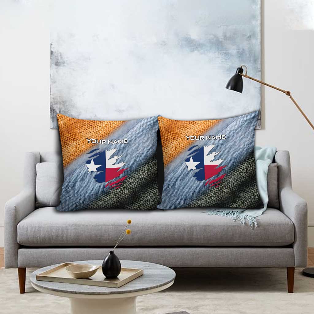 Custom Texas Flag Pillow Cover with Ripped Effect and Fish Scale Pattern - Wonder Print Shop