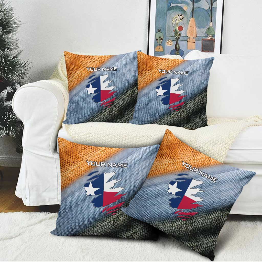 Custom Texas Flag Pillow Cover with Ripped Effect and Fish Scale Pattern - Wonder Print Shop