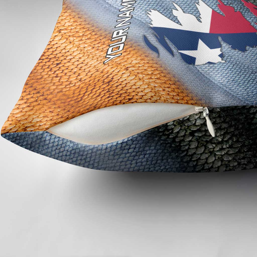 Custom Texas Flag Pillow Cover with Ripped Effect and Fish Scale Pattern - Wonder Print Shop