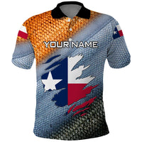 Custom Texas Flag Polo Shirt with Ripped Effect and Fish Scale Pattern - Wonder Print Shop