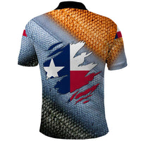Custom Texas Flag Polo Shirt with Ripped Effect and Fish Scale Pattern - Wonder Print Shop