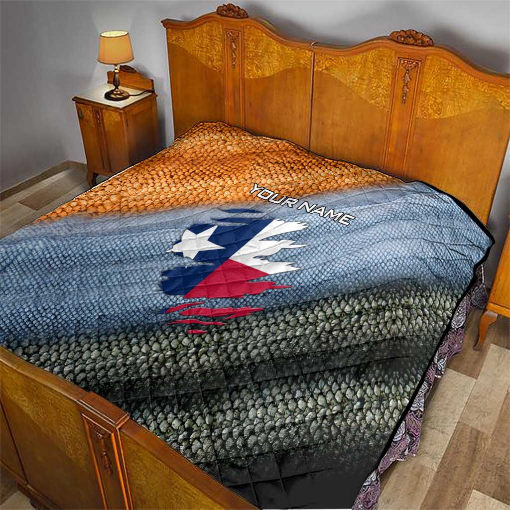 Custom Texas Flag Quilt with Ripped Effect and Fish Scale Pattern - Wonder Print Shop