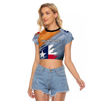 Custom Texas Flag Raglan Cropped T Shirt with Ripped Effect and Fish Scale Pattern - Wonder Print Shop