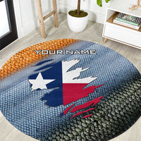 Custom Texas Flag Round Carpet with Ripped Effect and Fish Scale Pattern - Wonder Print Shop