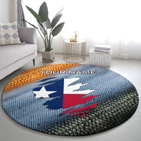 Custom Texas Flag Round Carpet with Ripped Effect and Fish Scale Pattern - Wonder Print Shop