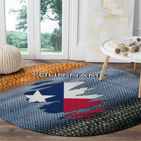 Custom Texas Flag Round Carpet with Ripped Effect and Fish Scale Pattern - Wonder Print Shop