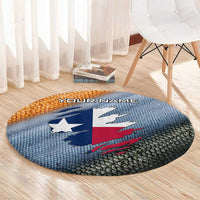 Custom Texas Flag Round Carpet with Ripped Effect and Fish Scale Pattern - Wonder Print Shop